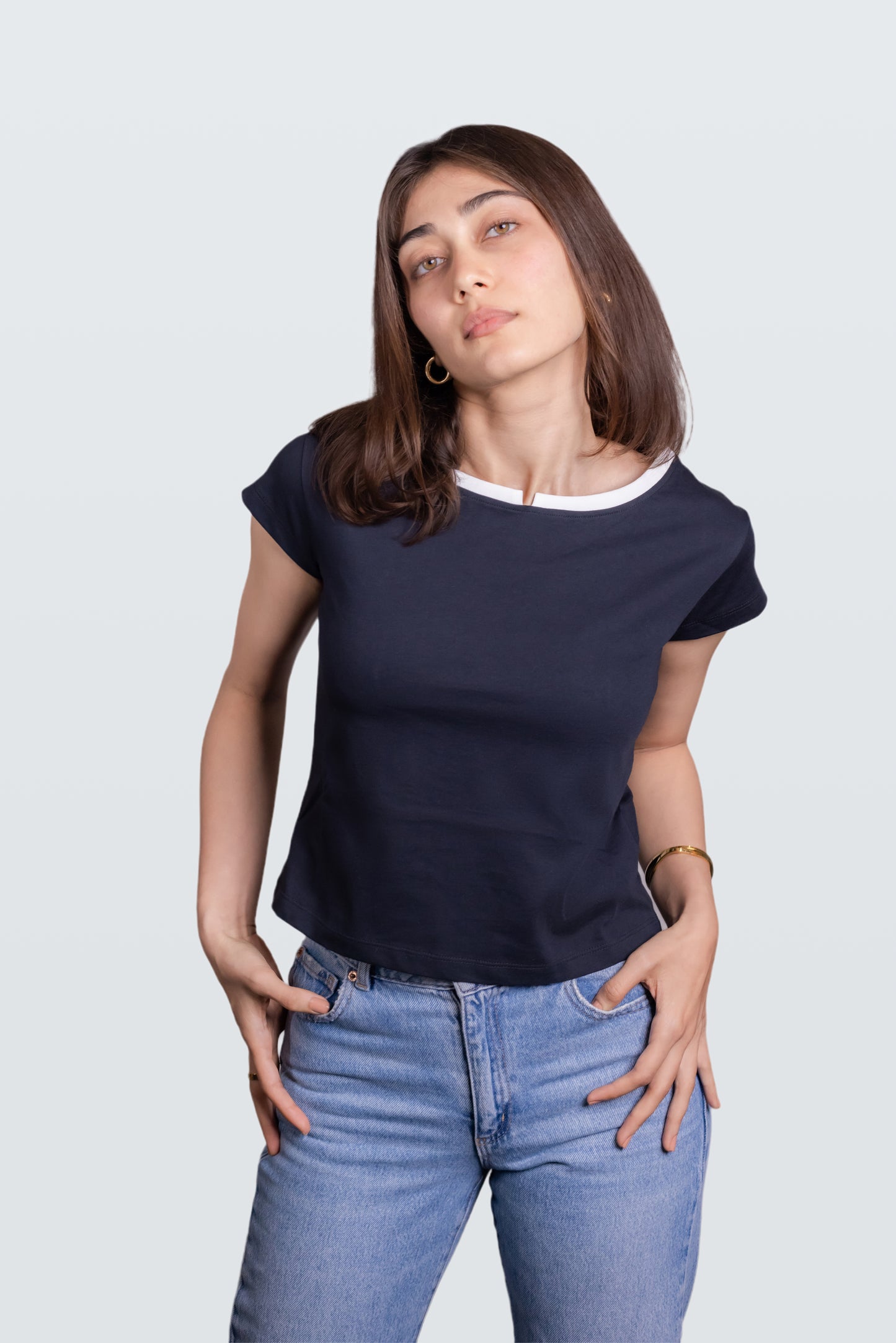 Contrast Rib Top